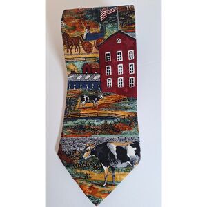 TANGO by MAX RAAB Men's Silk Neck Tie Americana Series Farm Animals Country Farm